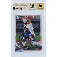 Carte de recrue autographiée 2018 Bowman Chrome #72 Beckett par Jack Flaherty des Cardinals de St. Louis, carte authentifiée 9,5/10, témoin des fanatiques