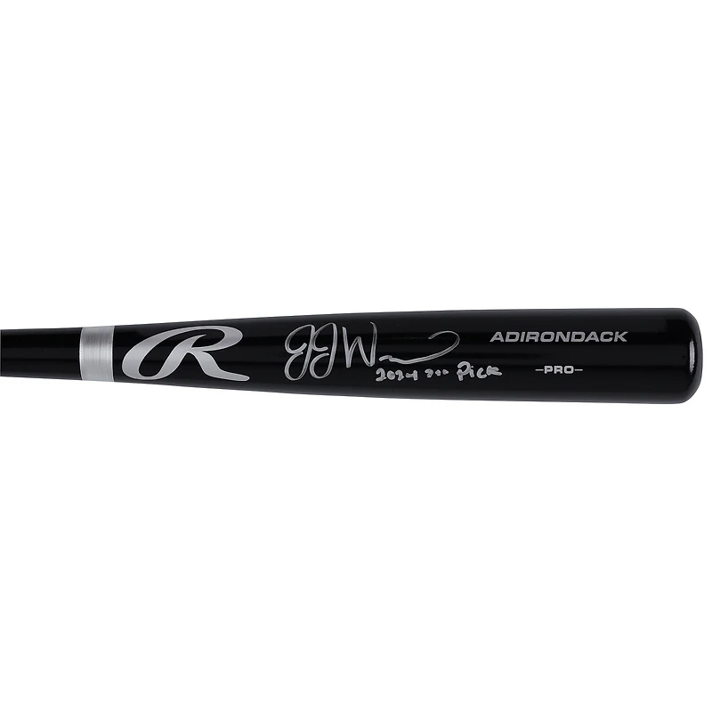 Bâton Rawlings Pro noir autographié par JJ Wetherholt (Cardinals de Saint-Louis) avec inscription « 7e choix de la saison 2024 ».