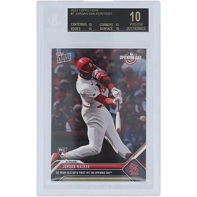 Jordan Walker St. Louis Cardinals 2023 Topps Now First Hit on Opening Day 03.30.23 Black Label #7 BGS Authenticated 10 Card - 10,10,10,10 Subgrades