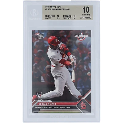 Jordan Walker St. Louis Cardinals 2023 Topps Now First Hit on Opening Day 03.30.23 #7 BGS Authenticated 10 Card - 10,10,9.5,10 Subgrades