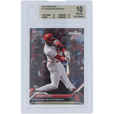 Jordan Walker St. Louis Cardinals 2023 Topps Now First Hit on Opening Day 03.30.23 #7 BGS Authenticated 10 Card - 10,9.5,10,10 Subgrades