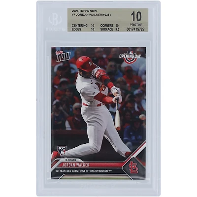 Jordan Walker St. Louis Cardinals 2023 Topps Now Opening Day Hit #7 BGS Authenticated 10 Rookie Card - 10,10,10,9.5 Subgrades