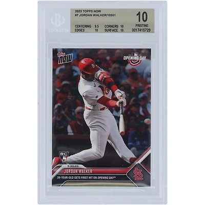 Jordan Walker St. Louis Cardinals 2023 Topps Now Opening Day Hit #7 BGS Authenticated 10 Rookie Card - 9.5,10,10,10 Subgrades