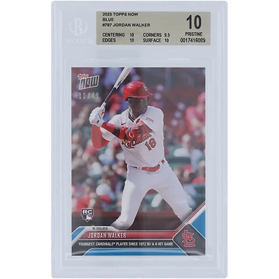 Jordan Walker St. Louis Cardinals 2023 Topps Now Youngest Cardinals 4-Hit Game Blue #787 #/49 BGS Authenticated 10 Rookie Card - 10,9.5,10,10 Subgrades