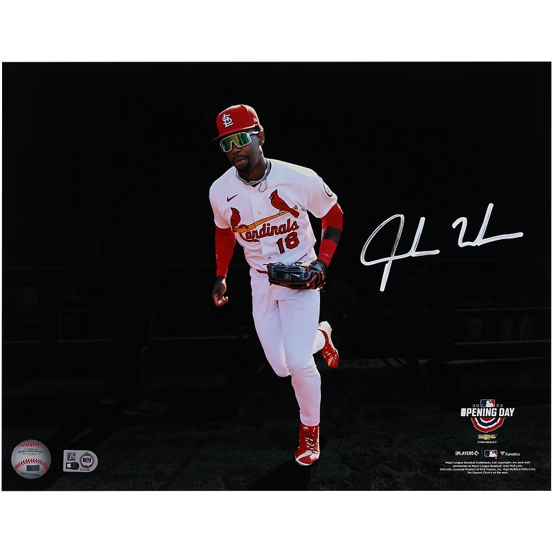 Photographie autographiée de 11"x 14" de Jordan Walker, jour d'ouverture des Cardinals de St. Louis
