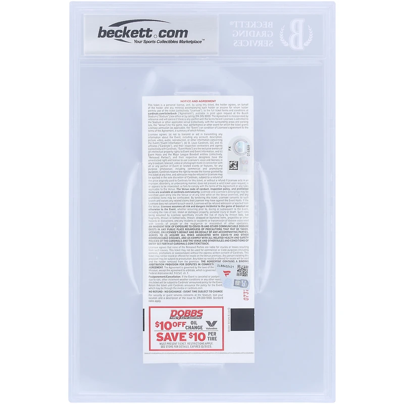 Jordan Walker St. Louis Cardinals Autographed 1st Multi-Hit & First Stolen Base Beckett Fanatics Witnessed Authenticated /10 Ticket from April 1
