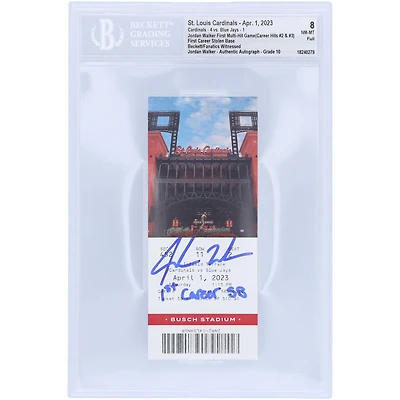 Jordan Walker St. Louis Cardinals Autographed 1st Multi-Hit & First Stolen Base Beckett Fanatics Witnessed Authenticated /10 Ticket from April 1