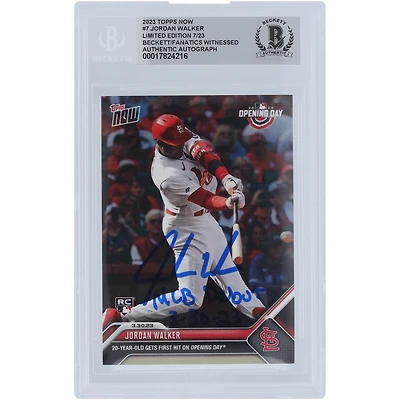 Jordan Walker St. Louis Cardinals Autographed 2023 Topps Now MLB Debut #NNO #/23 Beckett Fanatics Witnessed Authenticated Rookie Card with "MLB Debut 3/30/23" Inscription