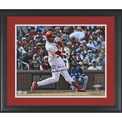Photographie encadrée autographiée de Jordan Walker des Cardinals de St. Louis, 16" x 20" avec l'inscription "MLB Debut 3-30-23"