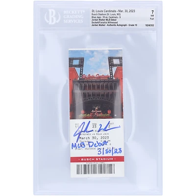 Jordan Walker St. Louis Cardinals Autographed MLB Debut Beckett Fanatics Witnessed Authenticated /10 Ticket from March 30