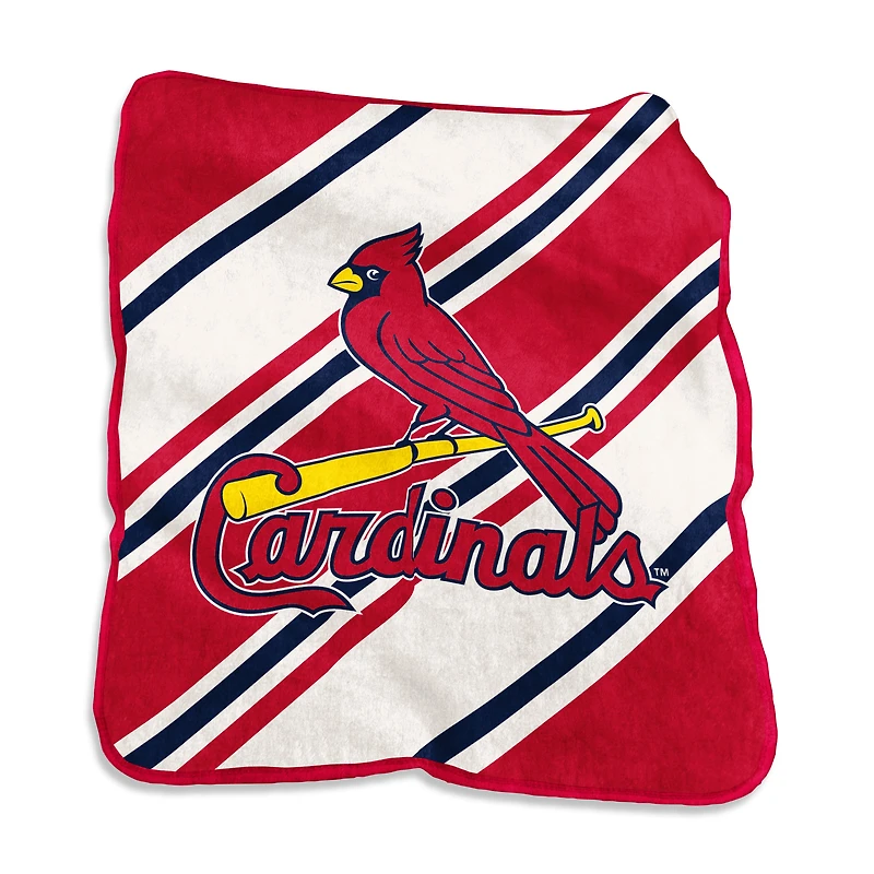 Couverture à rayures Raschel 50 po x 60 po avec logo des Cardinals de Saint-Louis