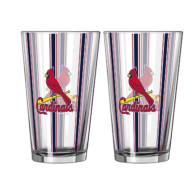 Logo Brands St. Louis Cardinals Two-Piece 16oz. Striped Pint Glass Set