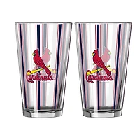Ensemble de deux verres à bière rayés de 47 cl (16 oz) Logo Brands St. Louis Cardinals