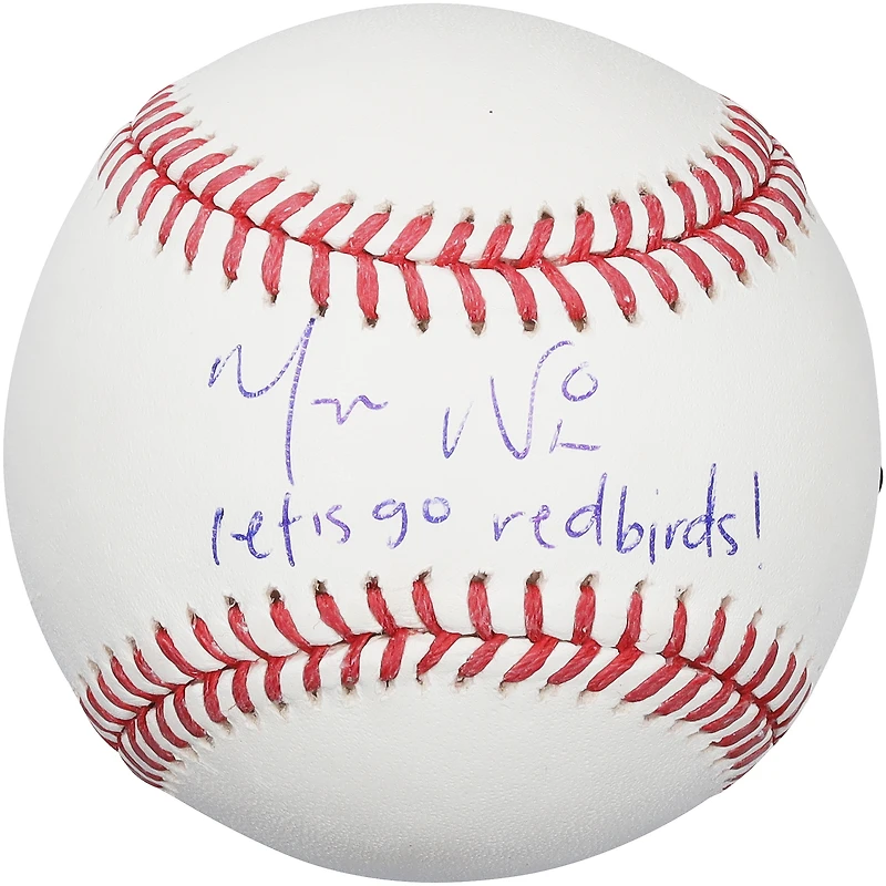 Balle de baseball autographiée par Masyn Winn des Cardinals de Saint-Louis avec l'inscription « Allez les Redbirds ! »