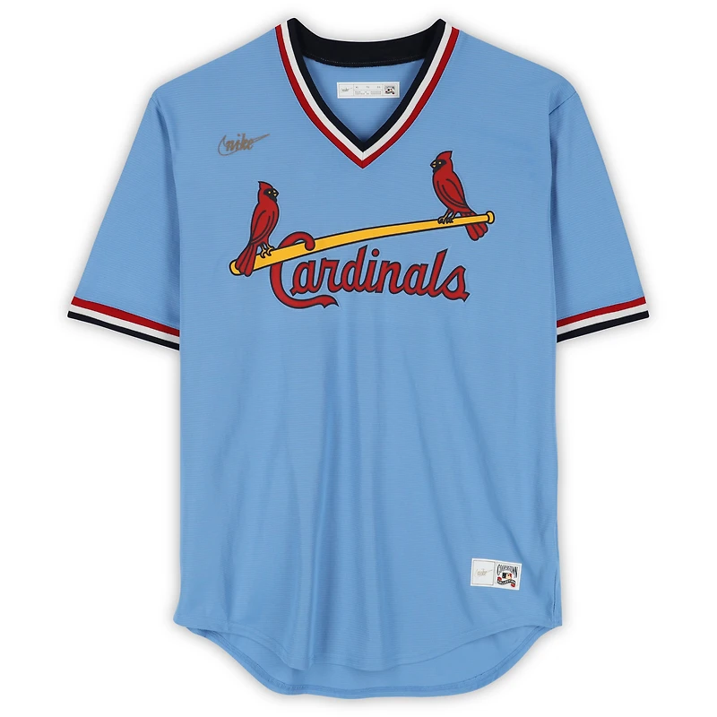 Maillot réplique Nike Cooperstown bleu clair autographié par Matt Holliday des Cardinals de Saint-Louis