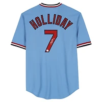 Maillot réplique Nike Cooperstown bleu clair autographié par Matt Holliday des Cardinals de Saint-Louis