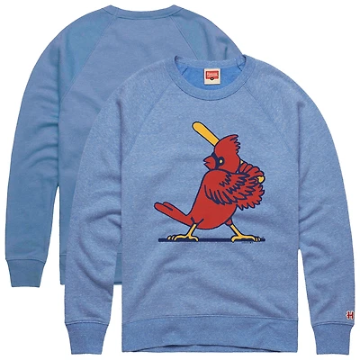 Men's Homage  Light Blue St. Louis Cardinals Retro Tri-Blend Pullover Sweatshirt