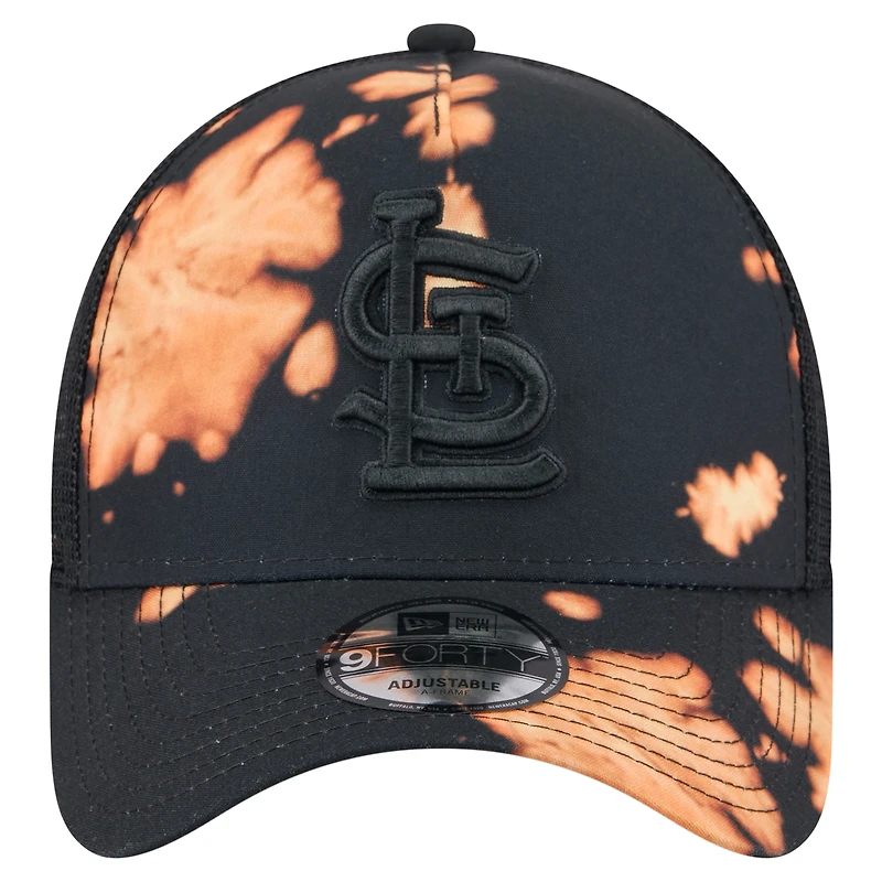 Men's New Era  Black St. Louis Cardinals Bleached A-Frame 9FORTY Adjustable Hat