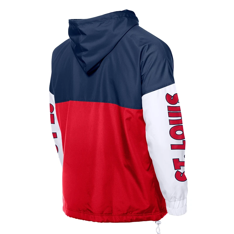 Coupe-vent à capuche entièrement zippé et color block New Era pour homme, rouge/bleu marine, des Cardinals de Saint-Louis