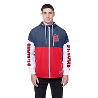 Coupe-vent à capuche entièrement zippé et color block New Era pour homme, rouge/bleu marine, des Cardinals de Saint-Louis