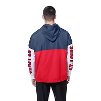 Coupe-vent à capuche entièrement zippé et color block New Era pour homme, rouge/bleu marine, des Cardinals de Saint-Louis