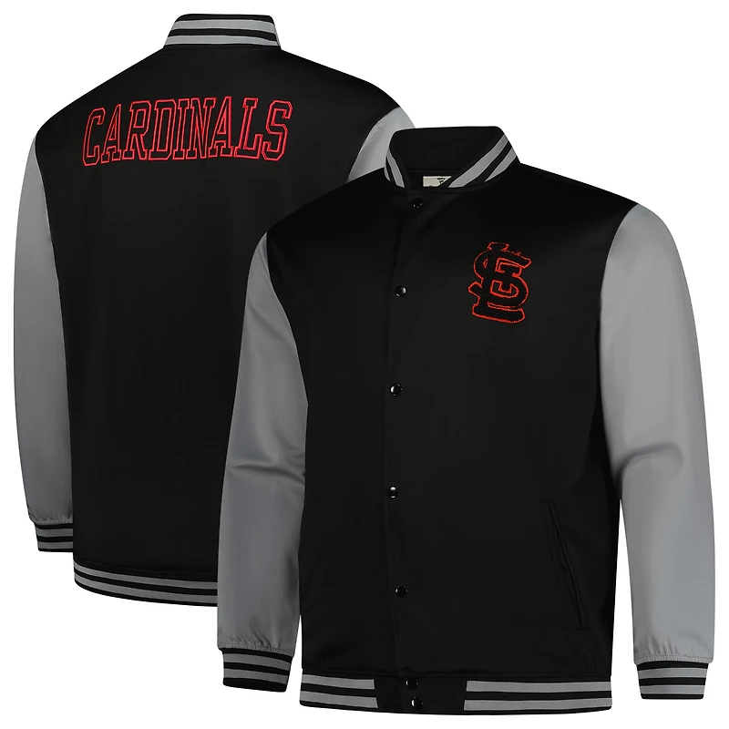 Men's Profile Black/Gray St. Louis Cardinals Full-Snap Varsity Jacket