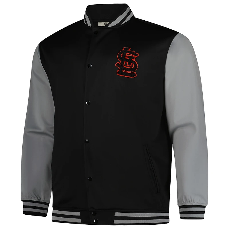 Men's Profile Black/Gray St. Louis Cardinals Full-Snap Varsity Jacket