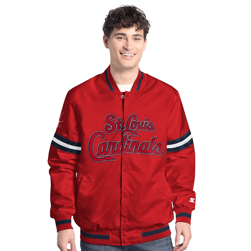 Men's Starter  Red St. Louis Cardinals Scout Full-Snap Varsity Jacket