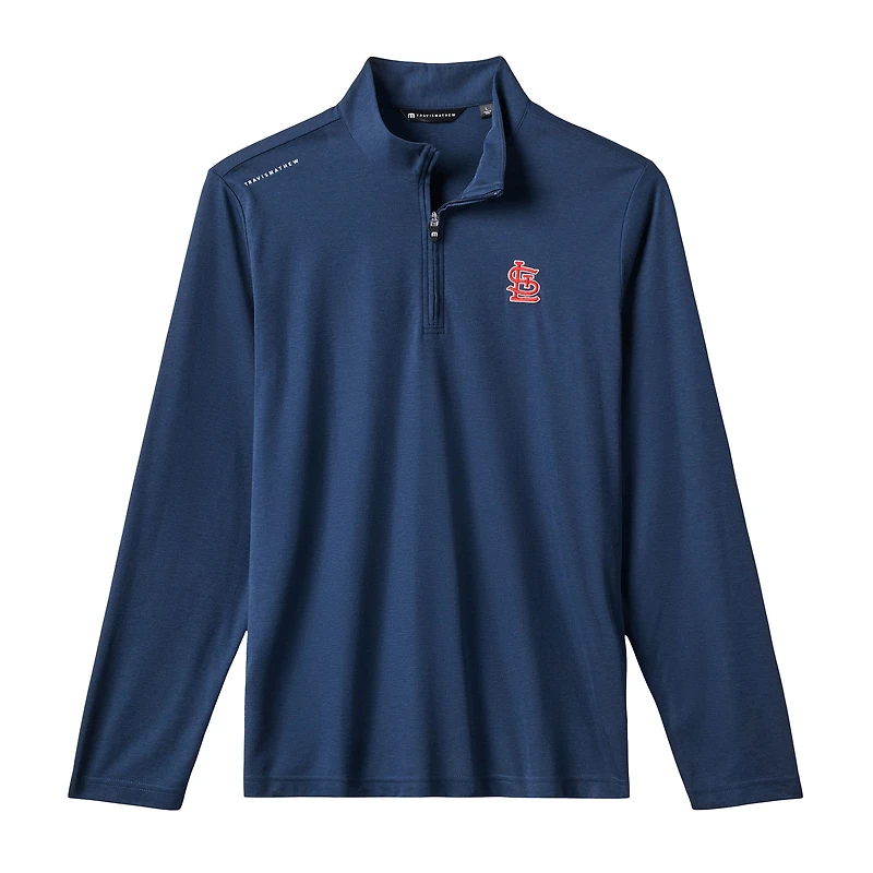Men's TravisMathew  Navy St. Louis Cardinals Time to Tailgate Tri-Blend Quarter-Zip Pullover