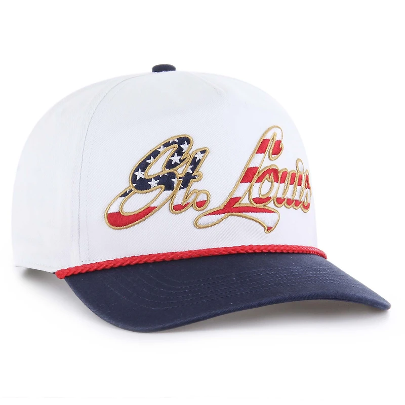 Casquette ajustable blanche patriotique à revers des Cardinals de Saint-Louis pour homme, modèle 1947