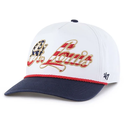 Casquette ajustable blanche patriotique à revers des Cardinals de Saint-Louis pour homme, modèle 1947