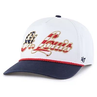 Casquette ajustable blanche patriotique à revers des Cardinals de Saint-Louis pour homme, modèle 1947