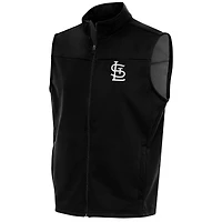 Men's Antigua Black St. Louis Cardinals Metallic Links Full-Zip Golf Vest