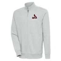 Men's Antigua Heather Gray St. Louis Cardinals Action Full-Zip Jacket