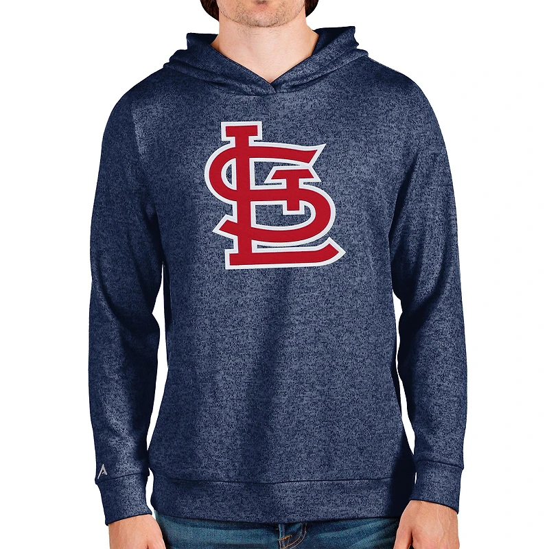 Men's Antigua Heathered Navy St. Louis Cardinals Team Logo Absolute Pullover Hoodie