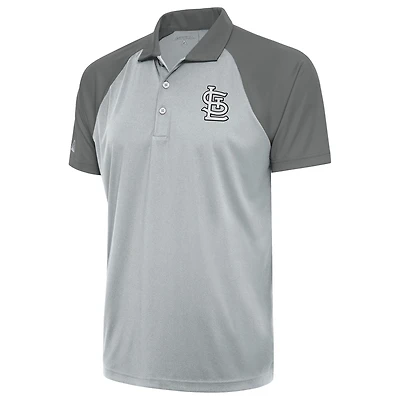 Men's Antigua Silver St. Louis Cardinals Metallic Nova Polo