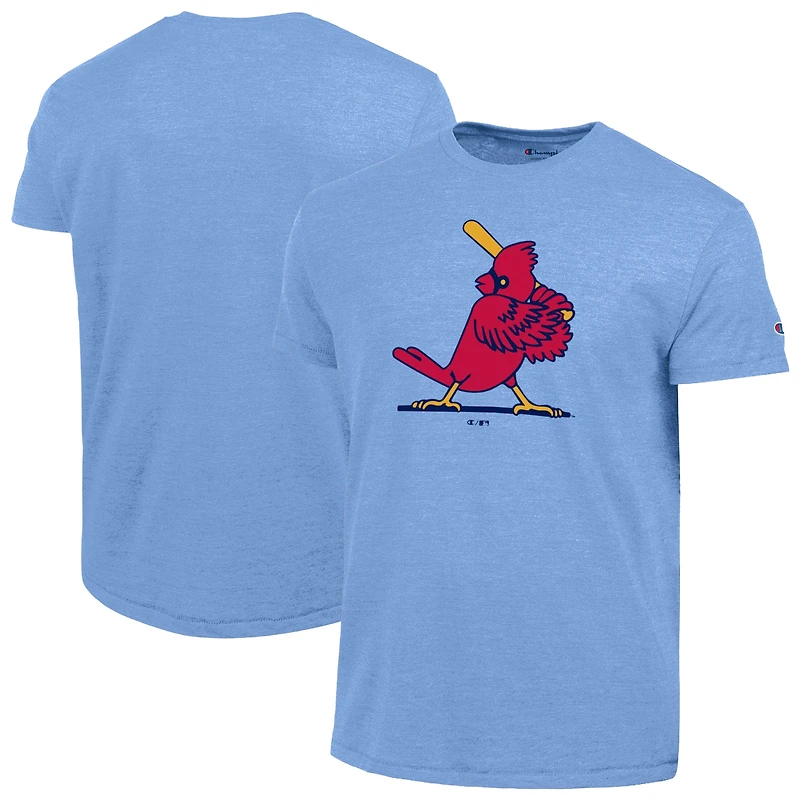 Men's Champion Light Blue St. Louis Cardinals Cooperstown Logo Tri-Blend T-Shirt