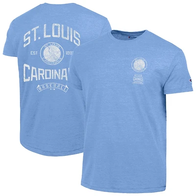Men's Champion Light Blue St. Louis Cardinals Vintage 3-Hit Tri-Blend T-Shirt