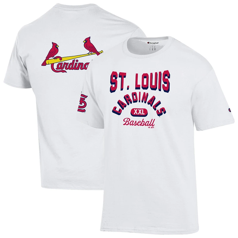 T-shirt blanc Champion des Cardinals de Saint-Louis pour homme, maillot 3 coups
