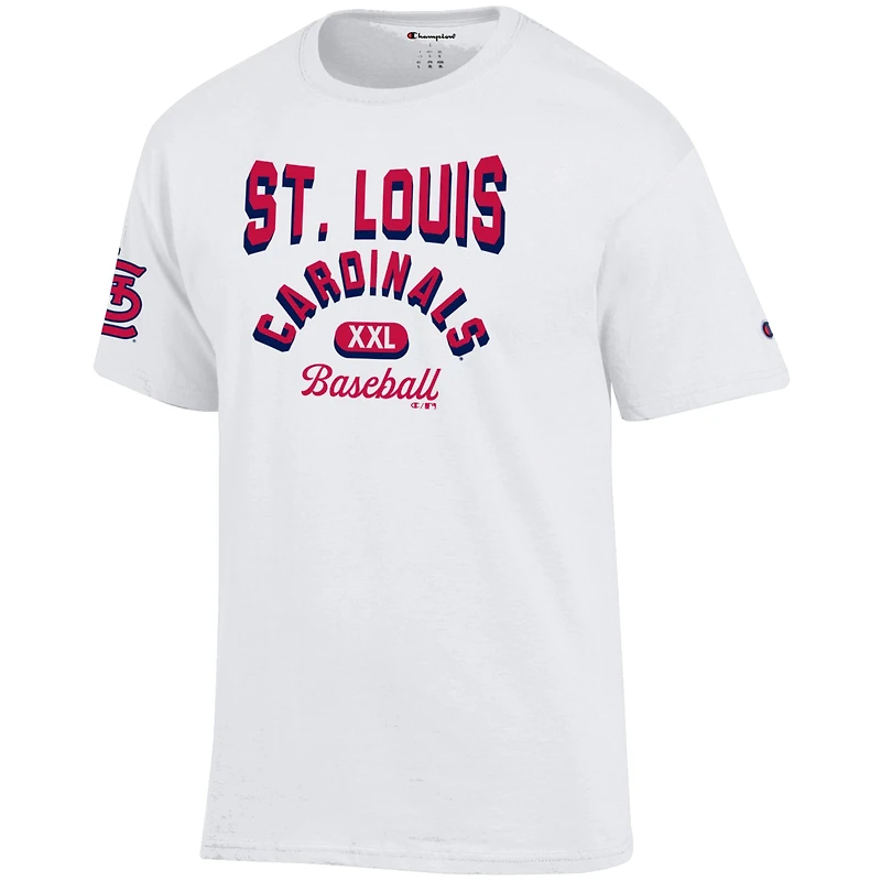 T-shirt blanc Champion des Cardinals de Saint-Louis pour homme, maillot 3 coups