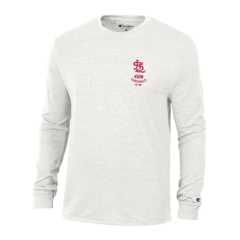Men's Champion White St. Louis Cardinals Cooperstown Winning Tradition Tri-Blend Long Sleeve T-Shirt