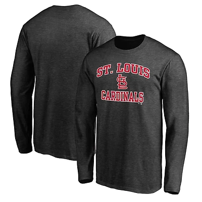 Men's Charcoal St. Louis Cardinals Heart & Soul Long Sleeve T-Shirt