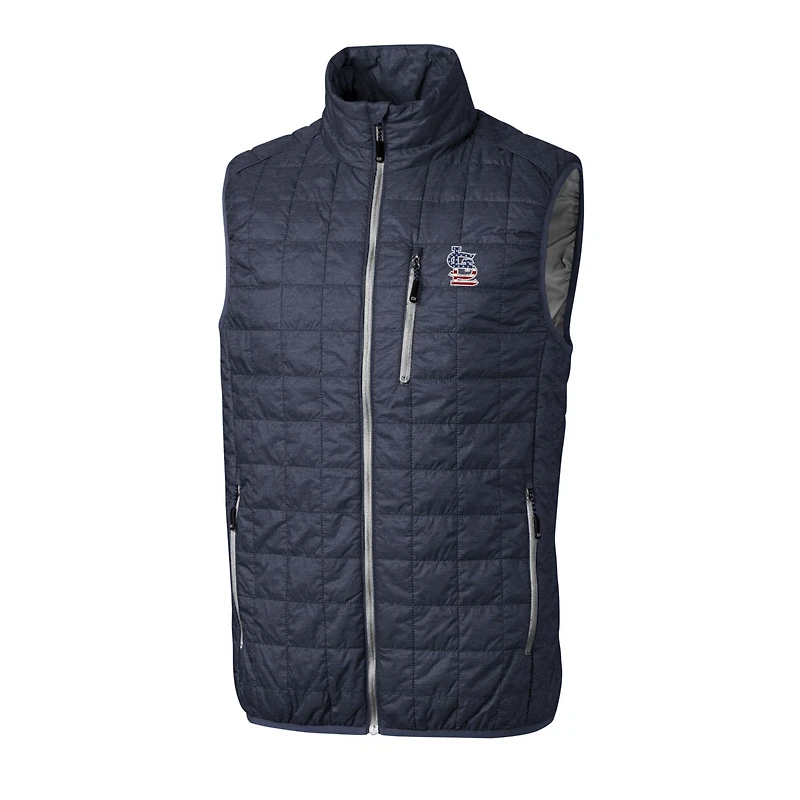 Gilet Rainier entièrement zippé Americana pour homme, gris, Cutter & Buck, des Cardinals de Saint-Louis, taille grande et