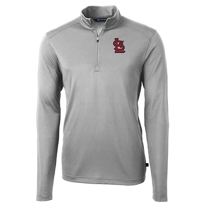 Veste à enfiler Virtue Eco Pique grise quart de zip pour homme, coupe Cutter & Buck, des Cardinals Saint-Louis, grande taille