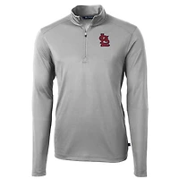 Veste à enfiler Virtue Eco Pique grise quart de zip pour homme, coupe Cutter & Buck, des Cardinals Saint-Louis, grande taille