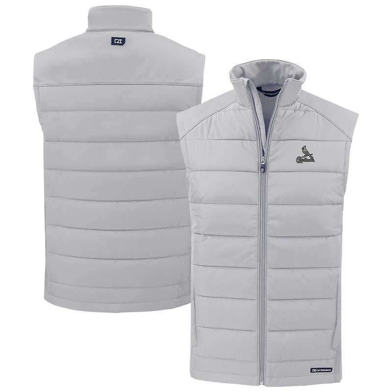 Men's Cutter & Buck Gray St. Louis Cardinals Evoke Hybrid Eco Softshell Recycled Full-Zip Vest