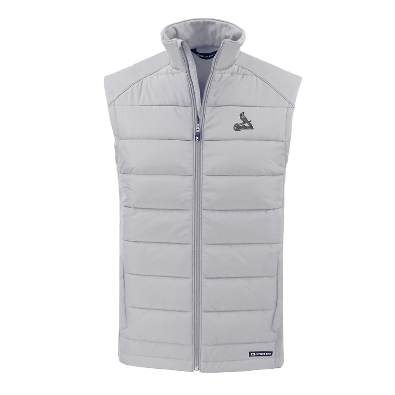 Men's Cutter & Buck Gray St. Louis Cardinals Evoke Hybrid Eco Softshell Recycled Full-Zip Vest