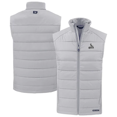 Men's Cutter & Buck Gray St. Louis Cardinals Evoke Hybrid Eco Softshell Recycled Full-Zip Vest