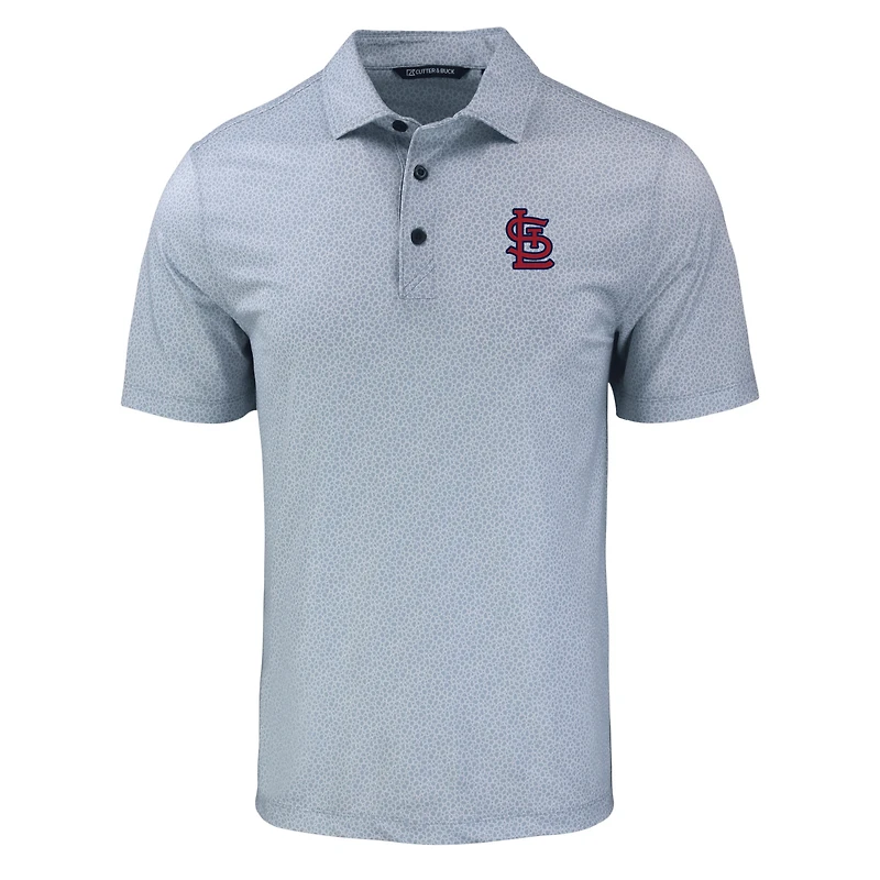 Men's Cutter & Buck Gray St. Louis Cardinals Pike Eco Pebble Print Stretch Recycled Polo