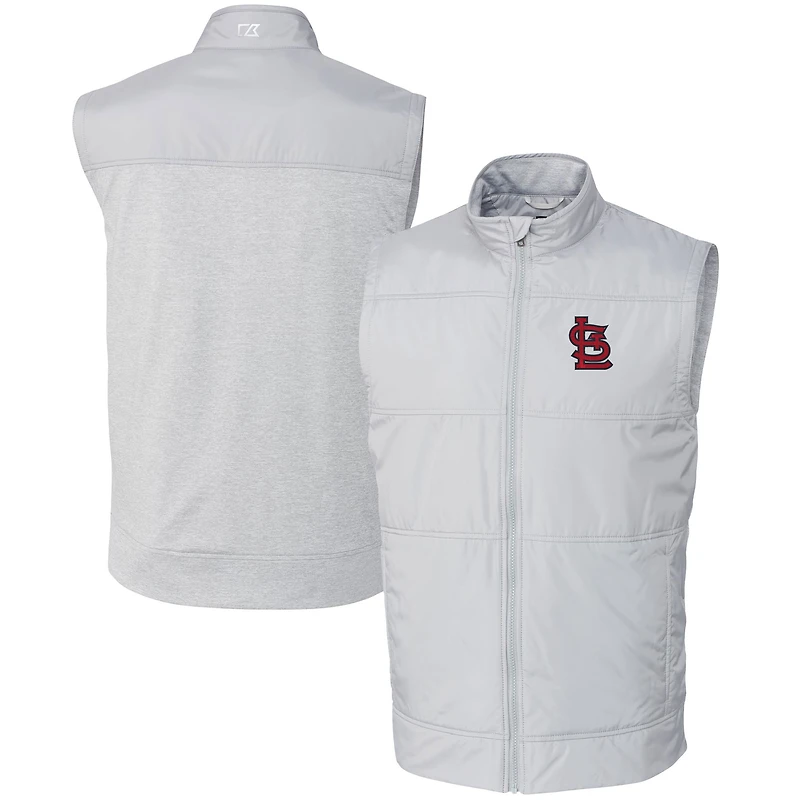 Men's Cutter & Buck  Gray St. Louis Cardinals Stealth Hybrid Quilted Windbreaker Full-Zip Vest